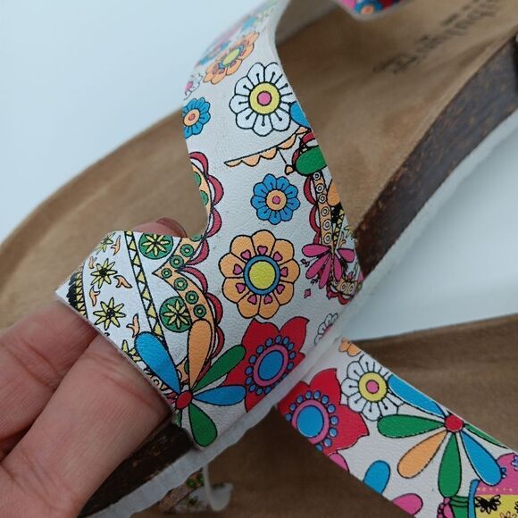 NWT SMAIBULUN Colorful White Strappy Slide Clog Sandals - Maibulun Size 12 - Picture 11 of 12